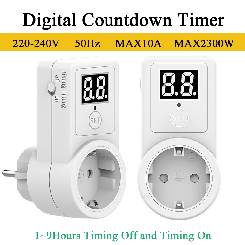 Smart Socket With Timer Countdown - Temporizador Digital con Enchufe Europeo, Interruptor