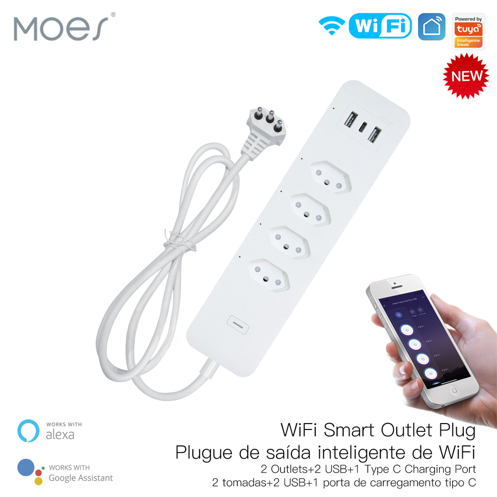 Smart Power Strip 4 Outlet Usb - Tira de Alimentación inteligente con WiFi,