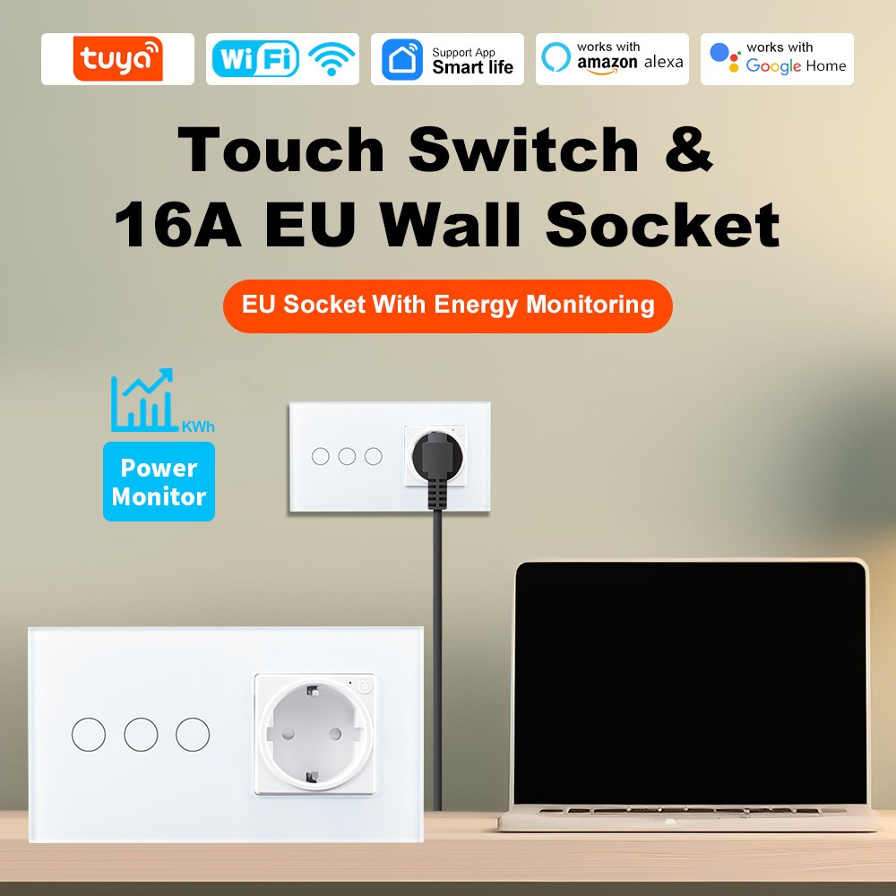 Smart Socket 16A Tuya App - Enchufe de pared inteligente con conexión