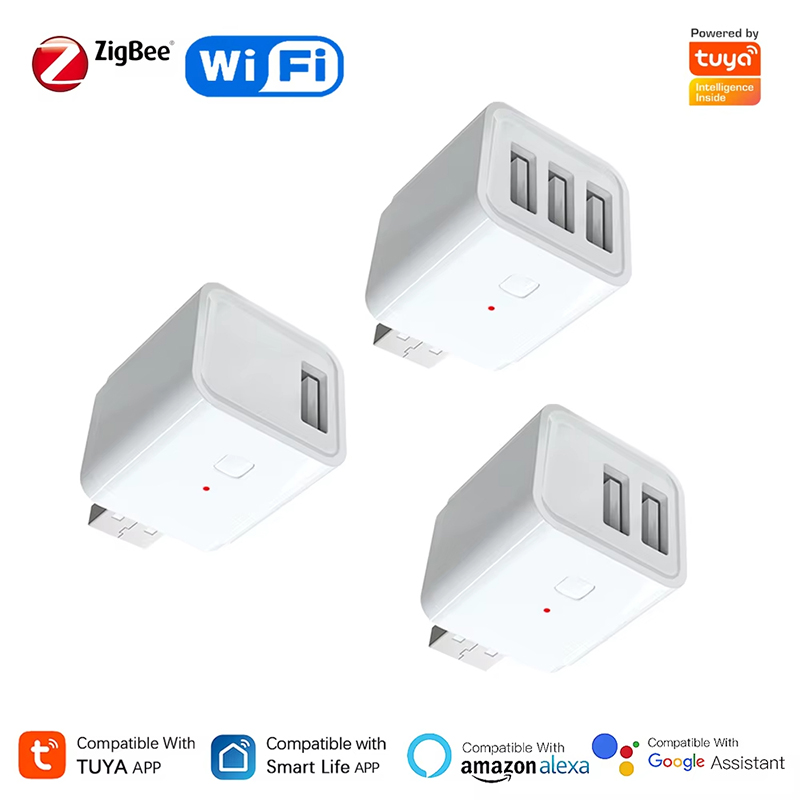 Smart Plug Mini Alexa Google - Adaptador USB inteligente Tuya 1/2/3 entradas,