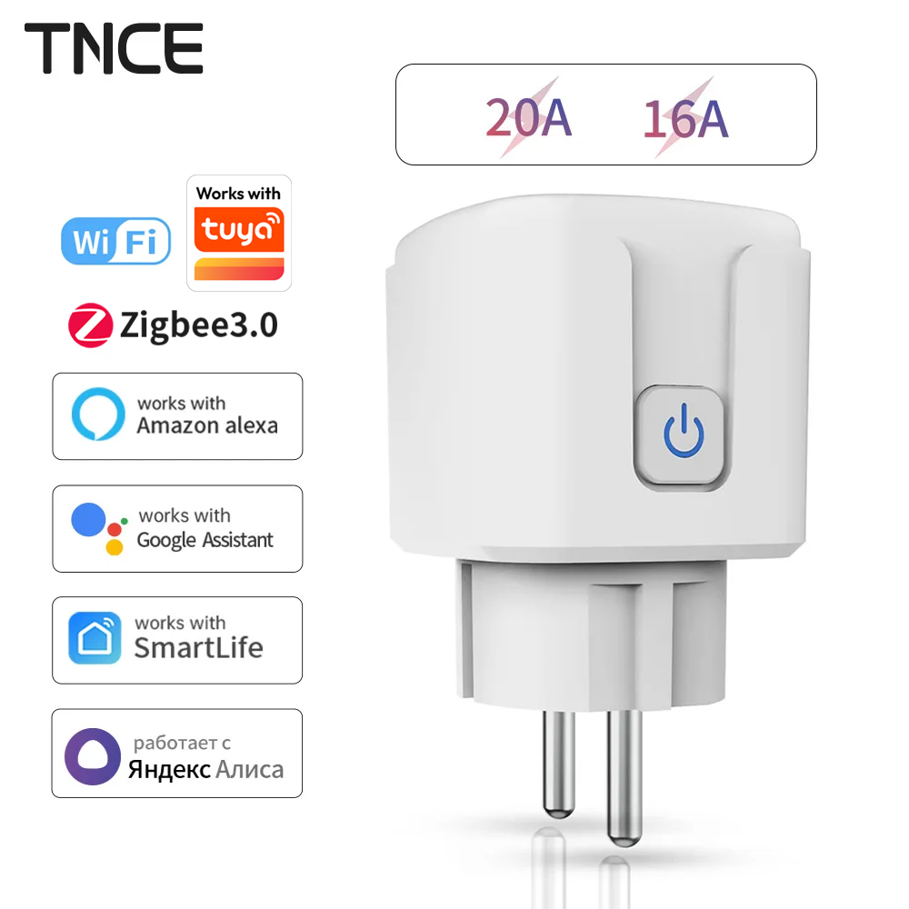 Smart Plug Energy Monitoring Wifi - TNCE Tuya WiFi/Zigbee 16A/20A enchufe de