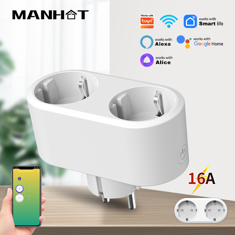 Smart Socket 16A Tuya App - Enchufe Inteligente WiFi de Doble Salida