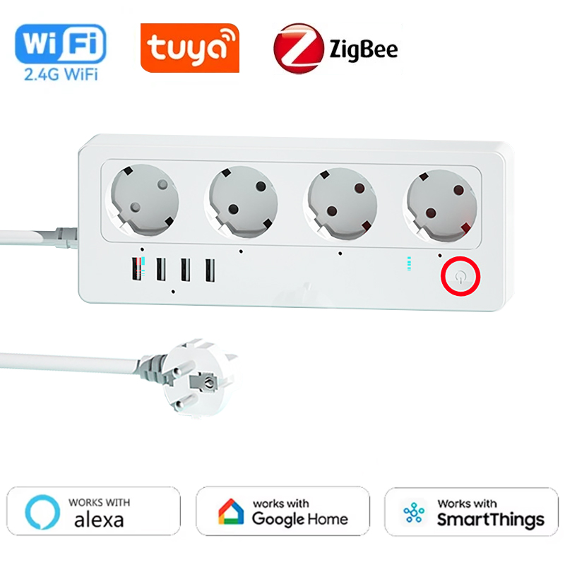 Smart Power Strip 4 Outlet Usb - Enchufe inteligente WiFi ZigBee con 4
