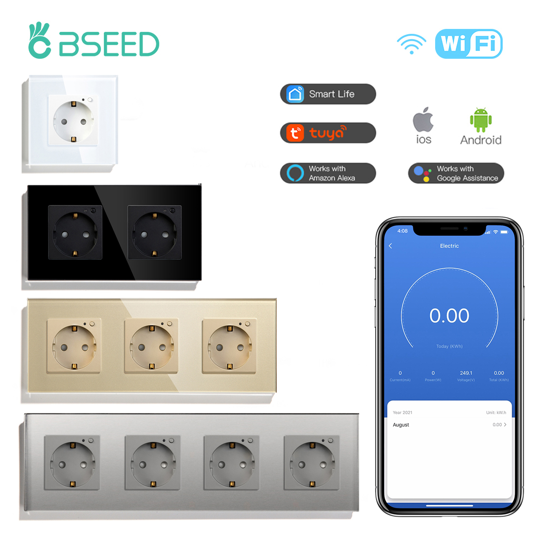 Smart Plug Energy Monitoring Wifi - BSEED UE eléctrico Wifi enchufe inteligente