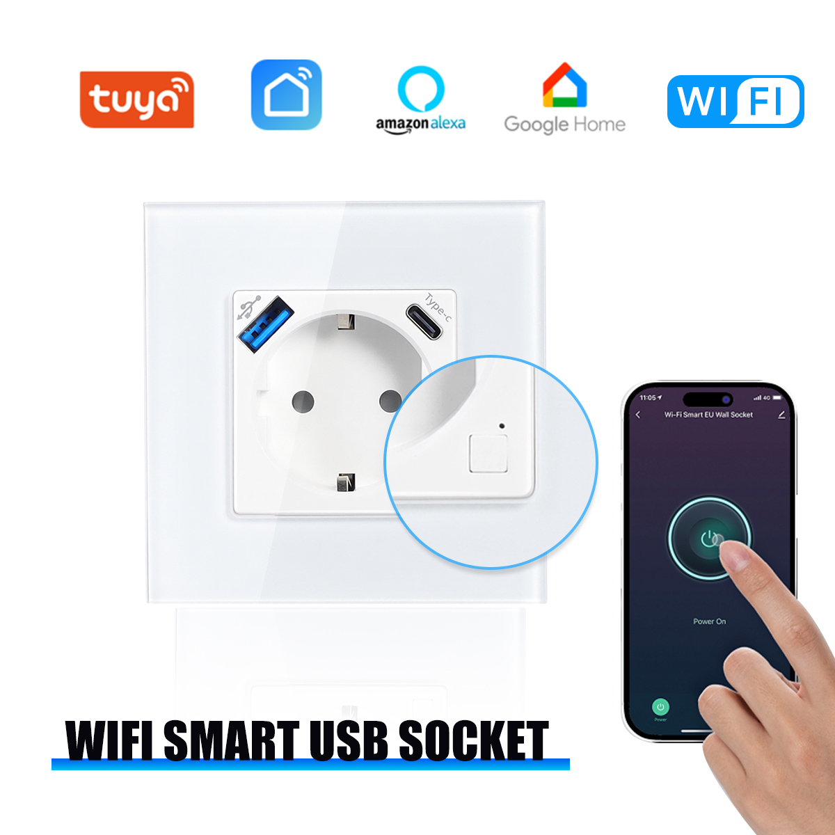 Smart Socket 16A Tuya App - Enchufe Inteligente GEYA Wifi EU con
