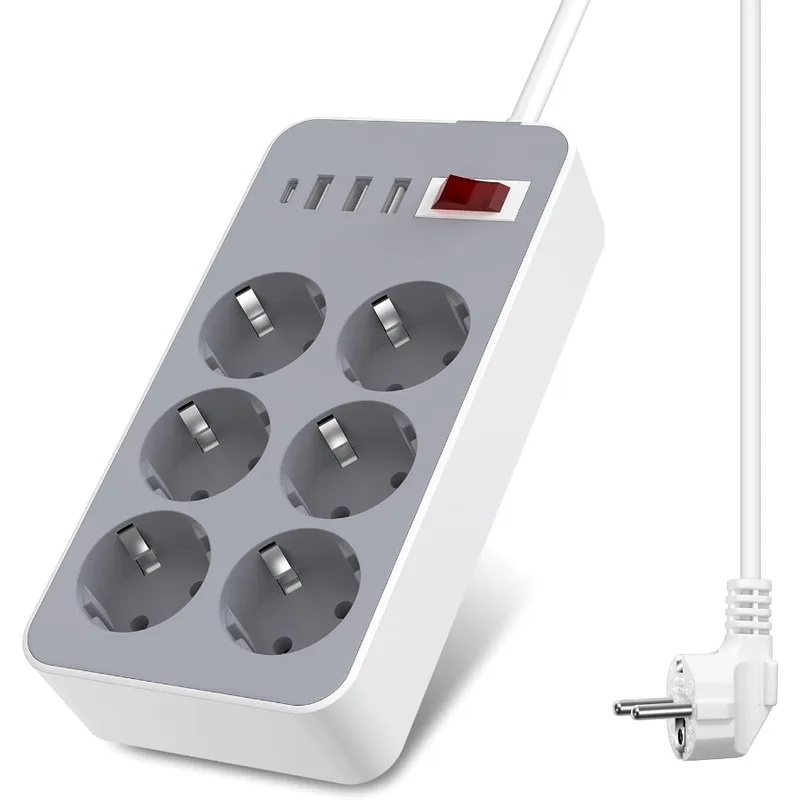 Smart Power Strip 4 Outlet Usb - Enchufe múltiple europeo 10 en 1