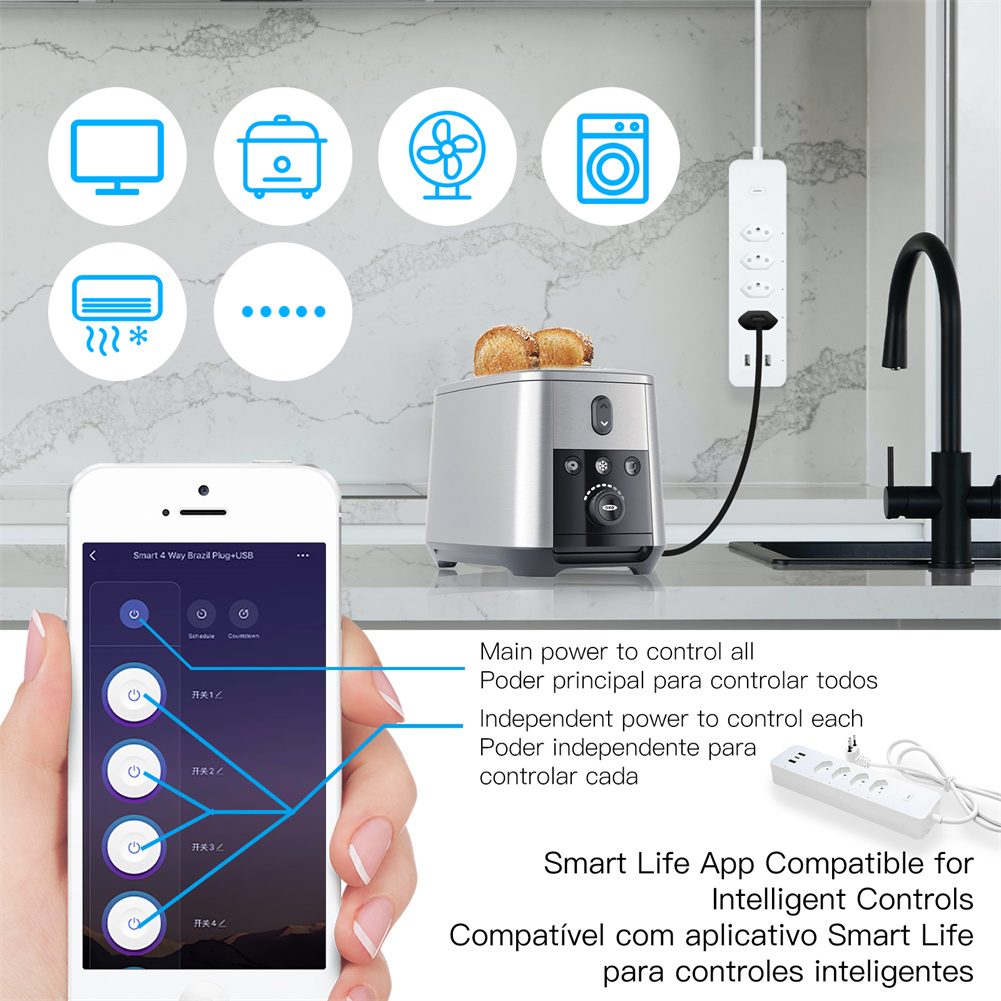 Tira de Alimentación inteligen - Smart Power Strip 4 Outlet Usb reseña y precio
