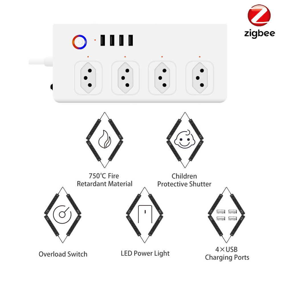 Regleta inteligente Zigbee de  - Smart Power Strip 4 Outlet Usb reseña y precio