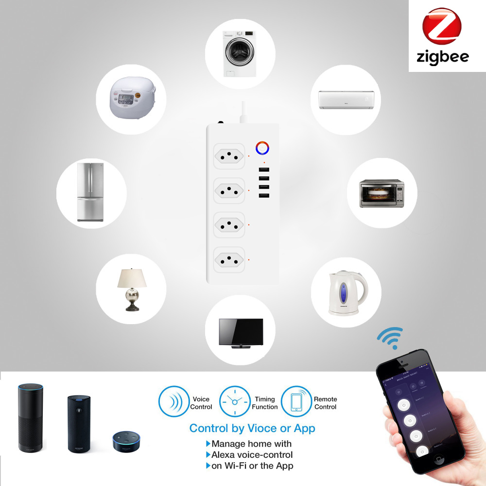 Regleta inteligente Zigbee de  - Smart Power Strip 4 Outlet Usb reseña y precio