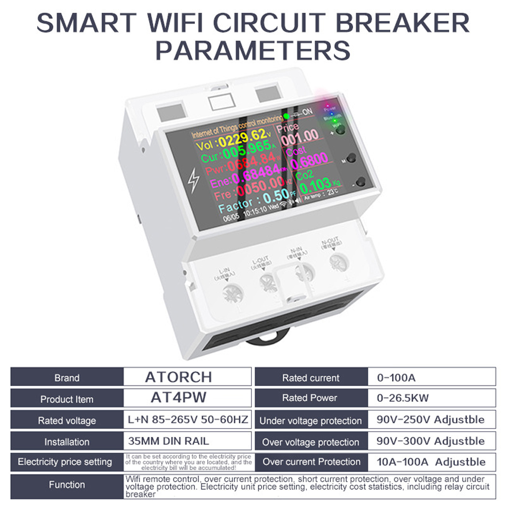 AT4PW WIFI Din Rail medidor de - Energy Meter Din Rail Wifi reseña y precio