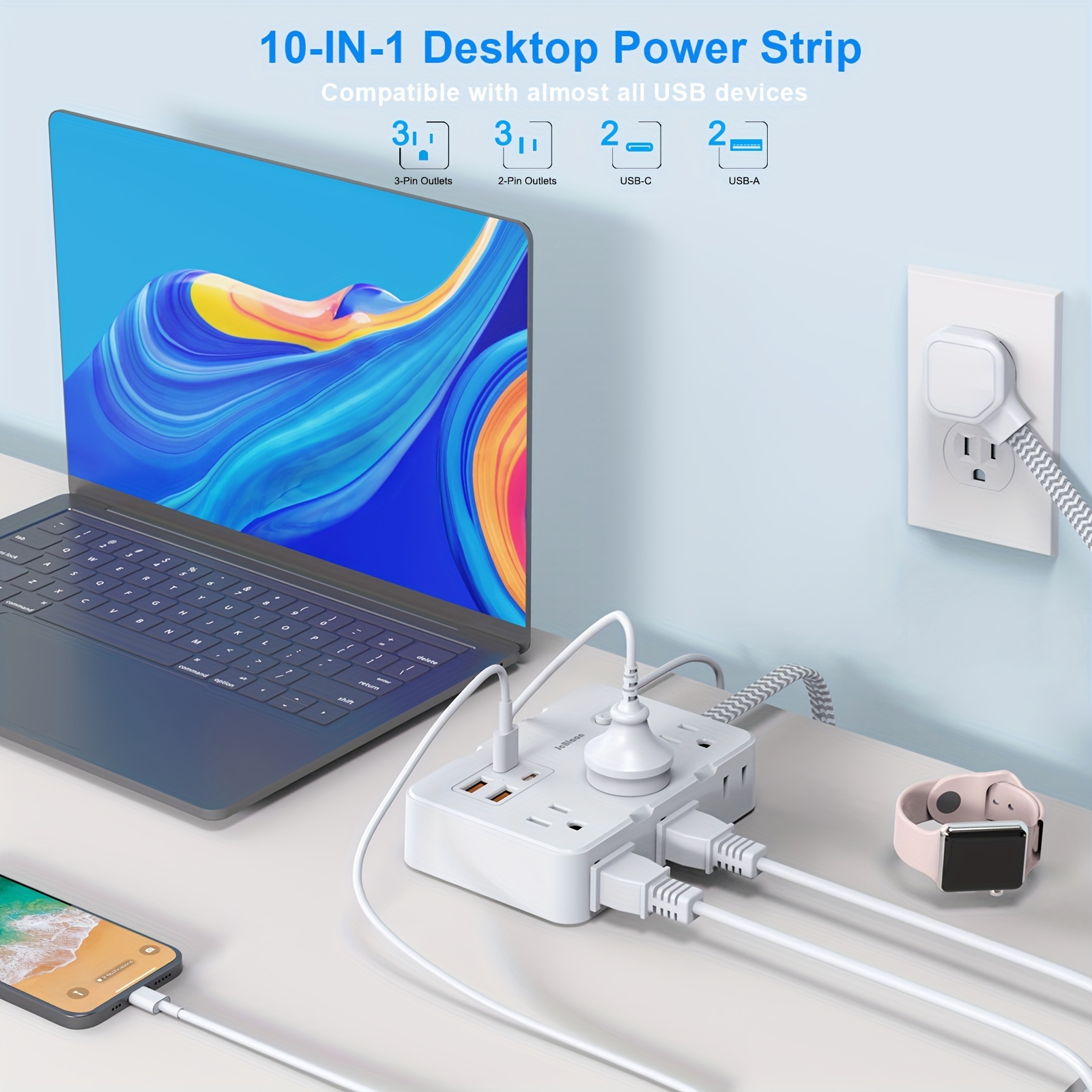 Enchufe estadounidense, toma d - Smart Power Strip 4 Outlet Usb reseña y precio