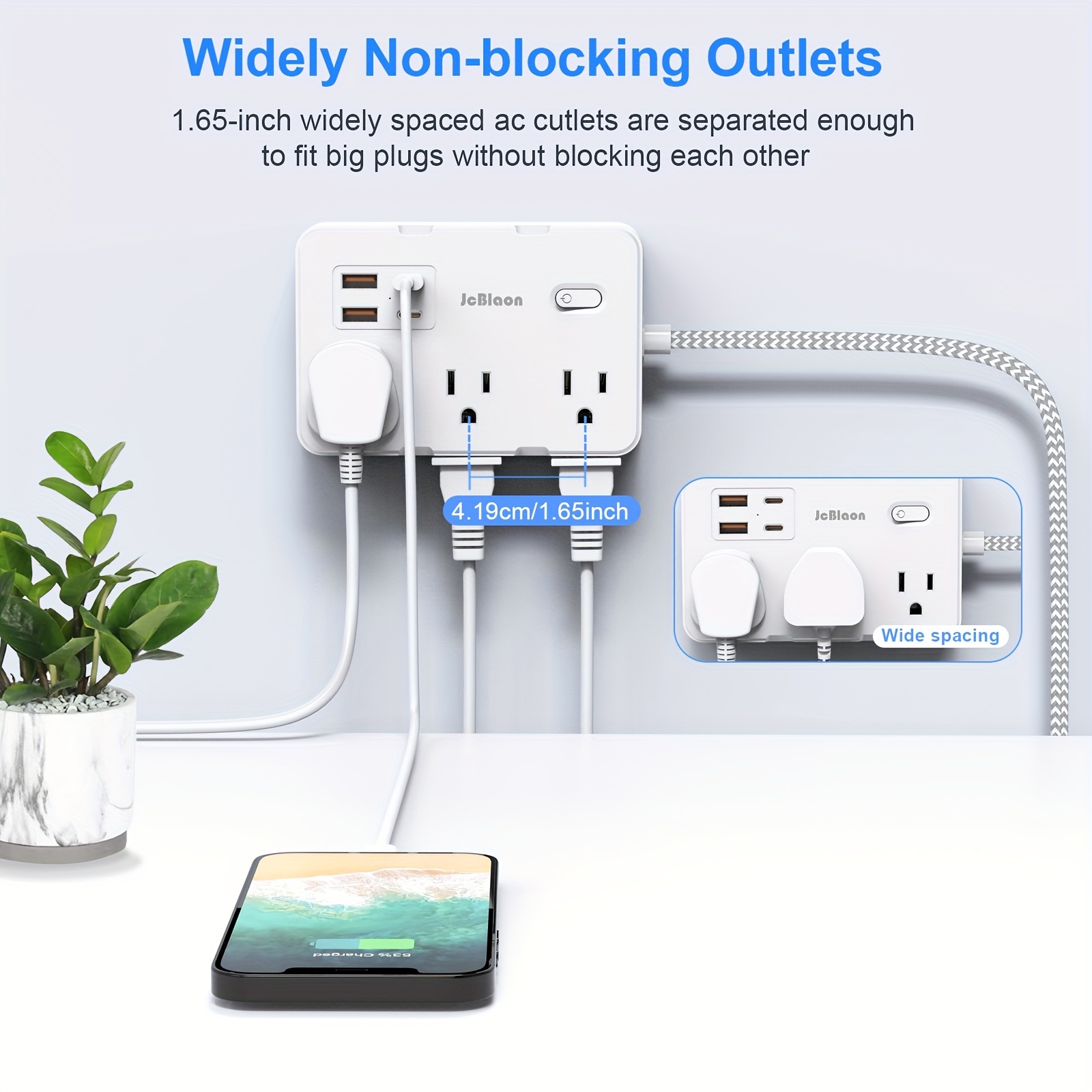 Enchufe estadounidense, toma d - Smart Power Strip 4 Outlet Usb reseña y precio