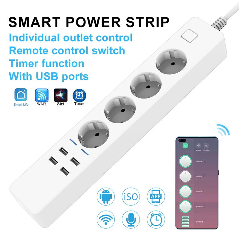 Enchufe Inteligente WIFI con 4 - Smart Power Strip 4 Outlet Usb reseña y precio