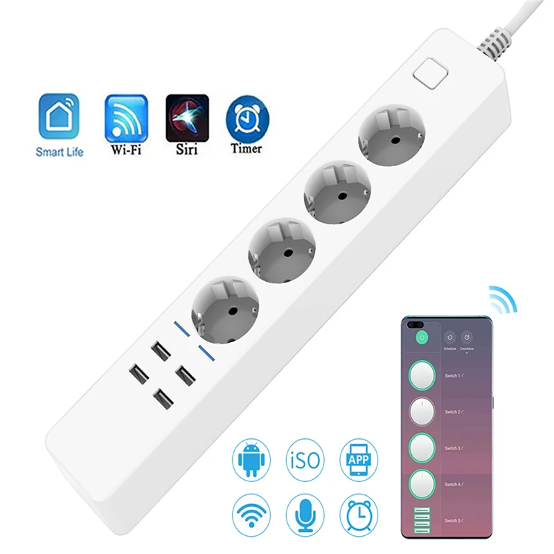 Regleta inteligente WiFi multi - Smart Power Strip 4 Outlet Usb reseña y precio