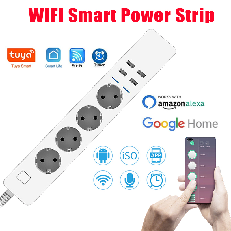Enchufe Inteligente WIFI con 4 - Smart Power Strip 4 Outlet Usb reseña y precio