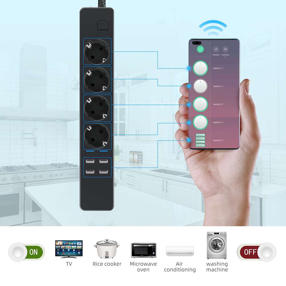 Regleta inteligente WiFi de 1. - Smart Power Strip 4 Outlet Usb reseña y precio
