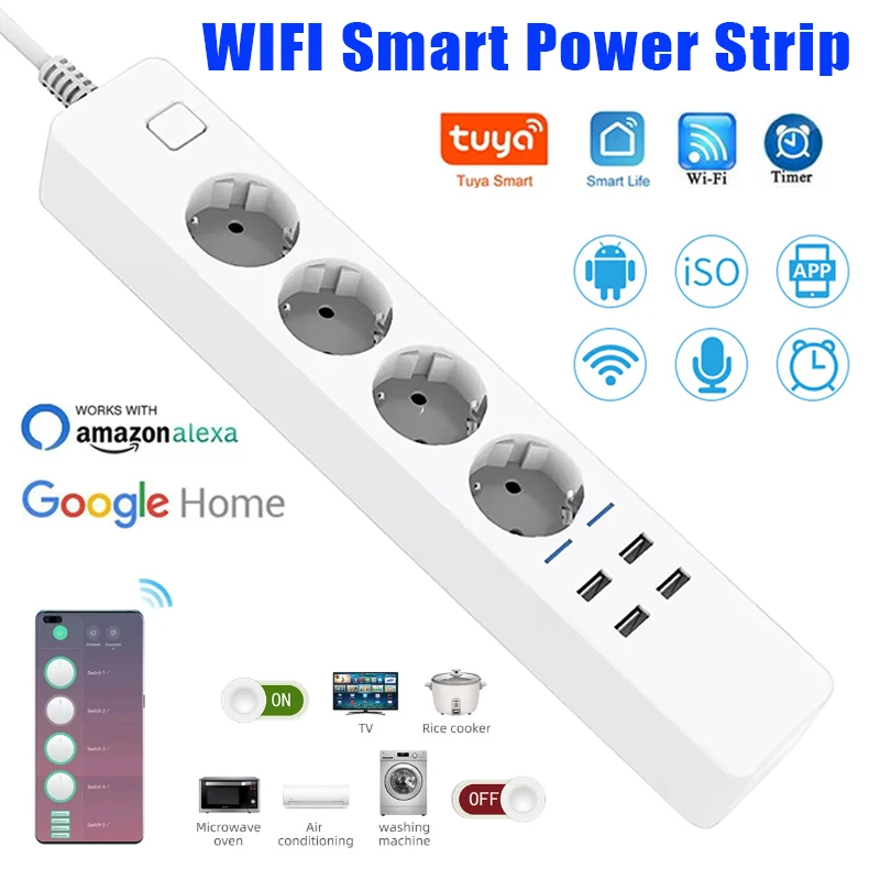 Regleta Inteligente con Wifi,  - Smart Power Strip 4 Outlet Usb reseña y precio