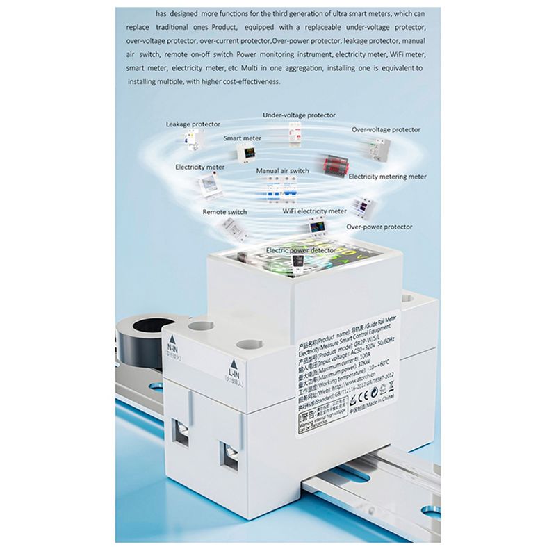 ABQU 100A, riel DIN inteligent - Energy Meter Din Rail Wifi reseña y precio