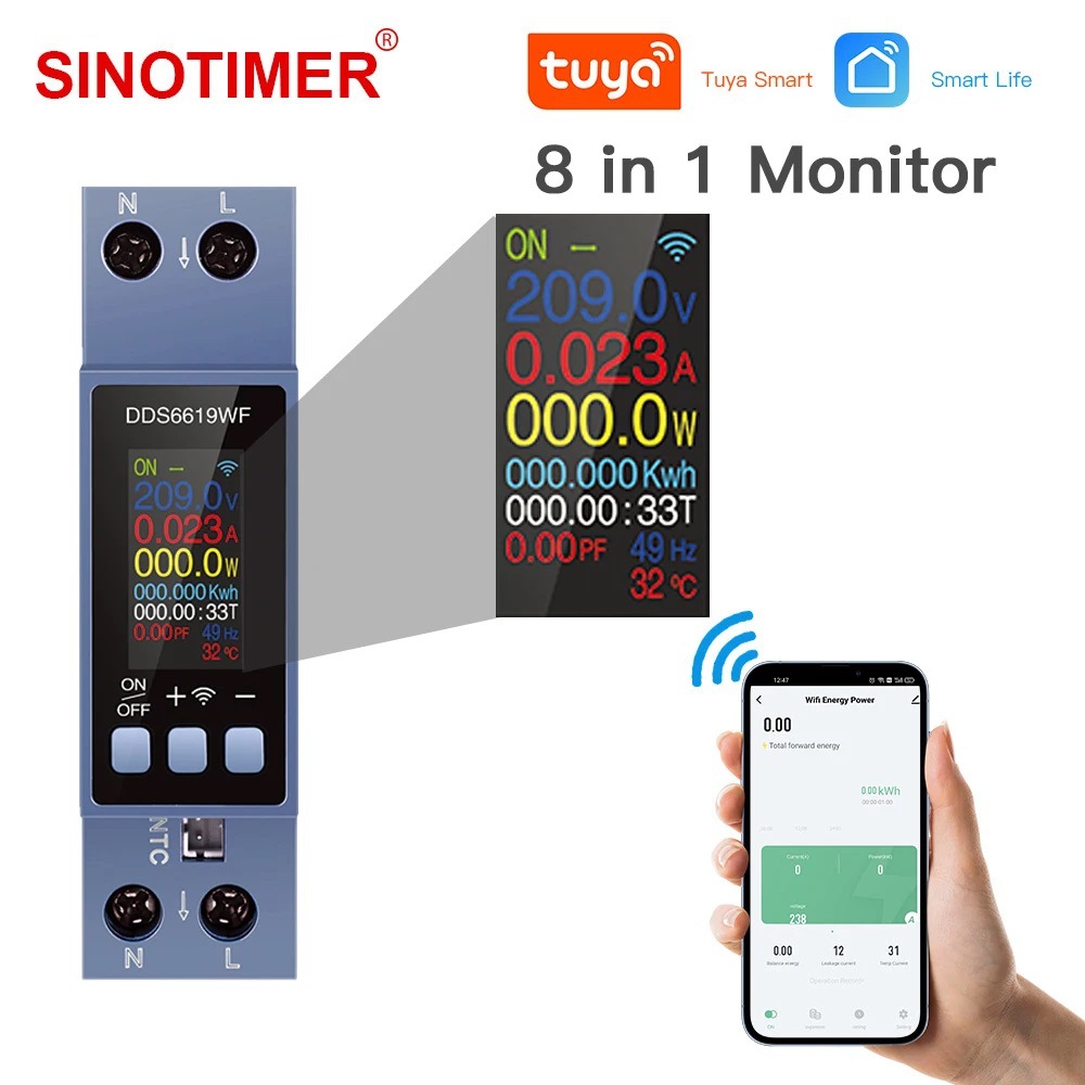 Medidor de potencia 8 en 1 WiF - Energy Meter Din Rail Wifi reseña y precio
