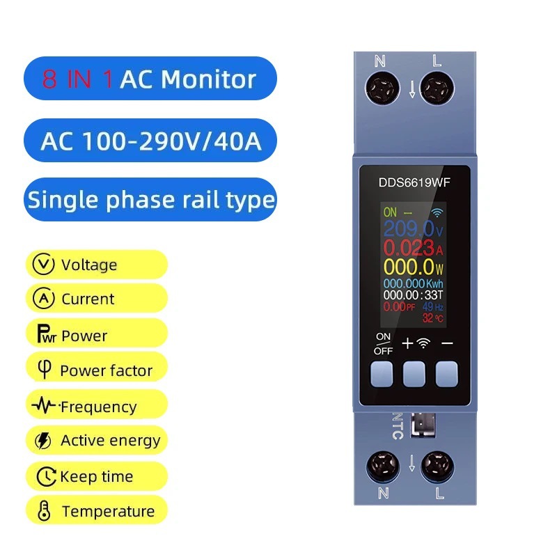 Medidor de potencia 8 en 1 WiF - Energy Meter Din Rail Wifi reseña y precio