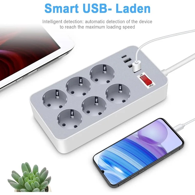 Enchufe múltiple europeo 10 en - Smart Power Strip 4 Outlet Usb reseña y precio