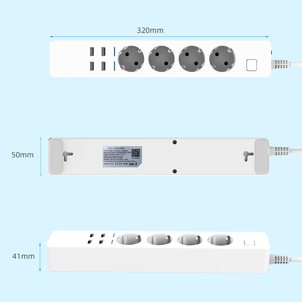 Regleta inteligente Wifi 4 tom - Smart Power Strip 4 Outlet Usb reseña y precio