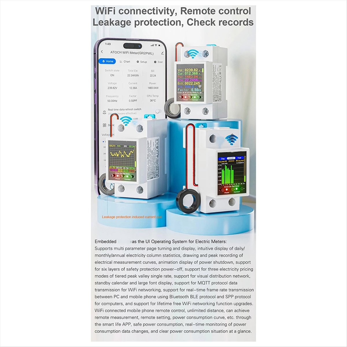 Medidor de Energía Inteligente - Energy Meter Din Rail Wifi reseña y precio